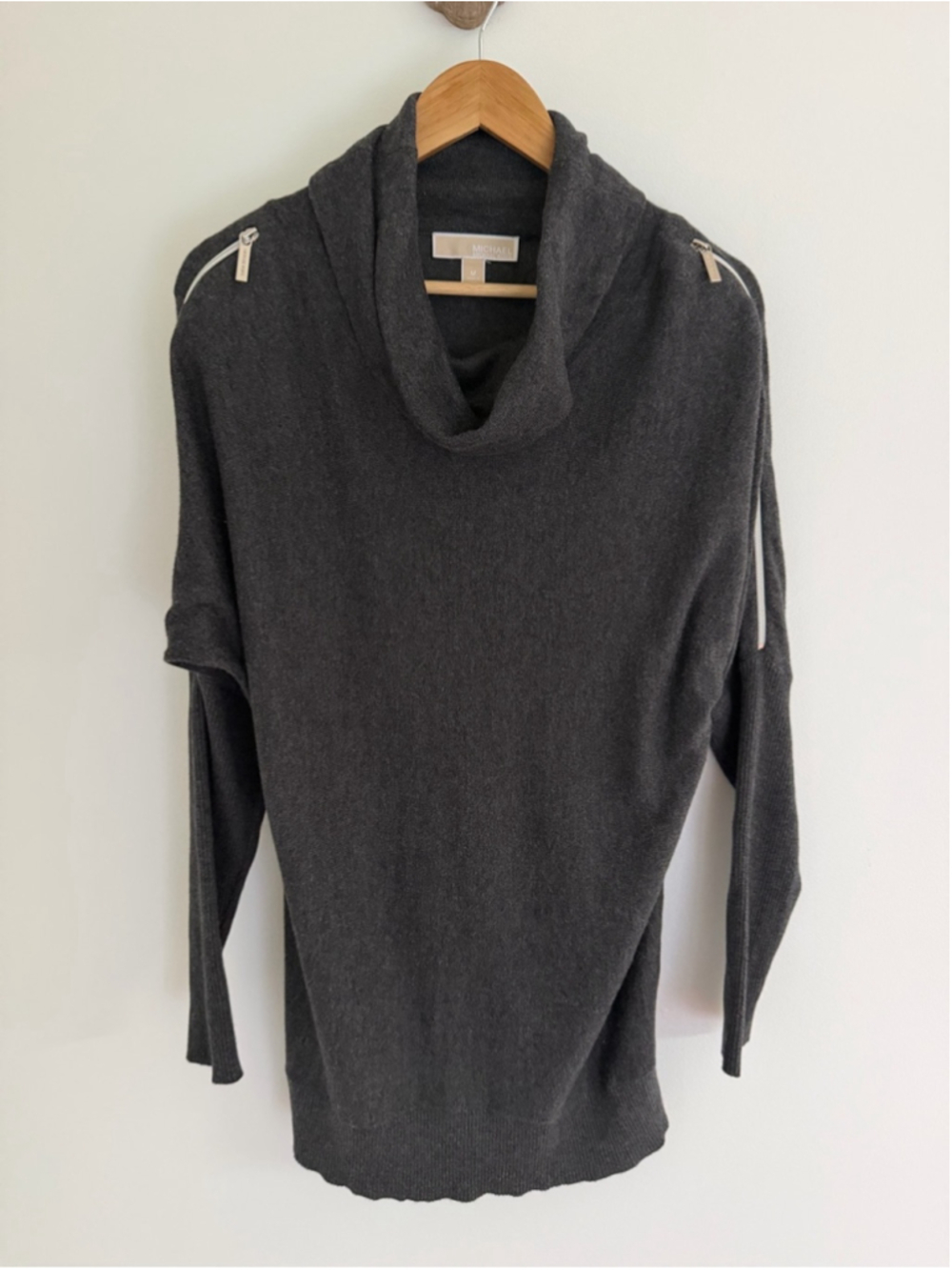 MICHAEL Michael Kors Cowl Neck Zip Detail Tunic Sweater M